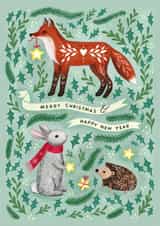 Folk Forest Animals Christmas card created by Watercolour Sky