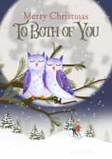 Cute winters night scene Christmas card for any couple created by Bliss 