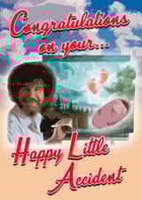 Bob Ross New Baby Card, Happy Little Accident, New baby Humour, Bob Ross created by MockingJayCards