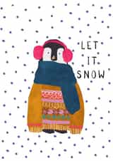 Penguin in oversized xmas jumper for friend created by Stop the Clock Design