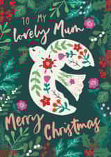 Pretty Bird Floral Christmas Card for your Lovely Mum created by Nina Raby - Jones
