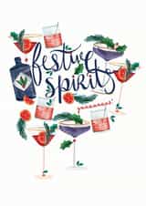 Christmas Spirits card created by Lucy Duckham Illustration