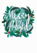 Merry and Bright Christmas card created by Lucy Duckham Illustration