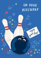 Birthday bowling card for the tenpin bowling fanatic in your life! created by Katie Phythian Design