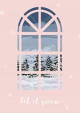 Cute Christmas Card - Snow Landscape - Let It Snow created by girlinmind