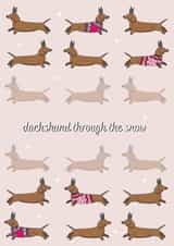 Cute Christmas Card for Dog Lovers - Dog and Stars - Dachshund Through The Snow created by girlinmind