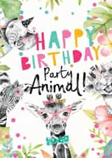 Children's Cute birthday card- Safari Party Animal created by Peach Tea Studio