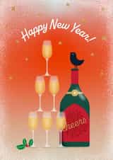 Happy New Year Card for Friends, Family & Colleagues – Champagne – Cheers created by TRICIA O