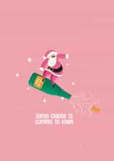 Cute Christmas Card for Loved One - Santa Riding Prosecco - created by Oh So Jolie
