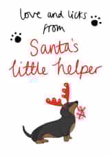 Cute Dachshund Christmas card- Santas Little Helper. created by Laura Barnes
