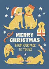 Cute and Fun Family Dog Christmas Card -from our pack to yours created by Bird & Co Studio