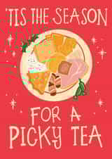Seasons Greetings Card for Friends and Family to Celebrate Christmas Picky Foods created by Lisa Illustrates