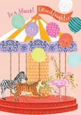 Fun Birthday card - For Granddaughter- Animal Carousel created by Louise Tiler