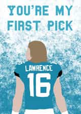 Trevor Lawrence Pun Greetings Card created by MinimalistSport