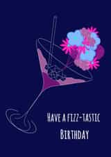 Vibrant and fun birthday card for a female. Have a Fizz-tastic birthday. created by Devine Rose Cards And Creations