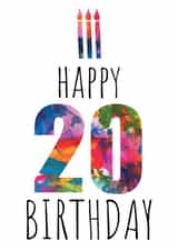 Colourful Birthday Card - 20th birthday - cake and candles created by size3art