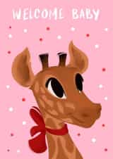 Cute New Baby Pink Card - Giraffe - New Parents Congratulations created by Salomey Draws