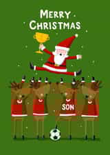 Team Santa. Cute Football Christmas Card For Your Son created by Nicola Watson