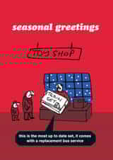 funny seasonal greetings train set card created by Modern Toss