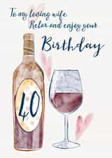 Wife 40th Birthday Card - turning 40 created by One and Only