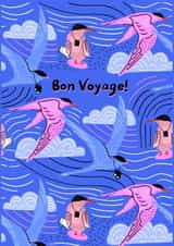 Funny Bon Voyage Card - Birding Birds with Binoculars - safe travels card created by Tara Reed