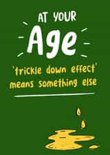 Funny Birthday card lampooning both the recipients age and a discredited theory created by Burger Buns Cards