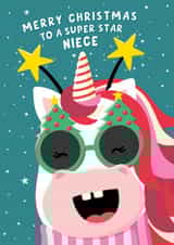 Funny Unicorn Christmas Card for Niece created by Macie Dot Doodles