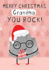Christmas Card for Grandma -Rock in Santa hat-Merry Christmas Grandma. YOU ROCk! created by Dinky Rouge