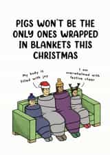 Pigs in blankets Family Christmas Card created by Picardso