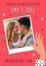 Personalised Valentines Day Photo Card created by Dalia Clark Design - Sending Kisses - One I Love - Valentines Day Photo Card