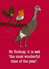 Funny Christmas Card - turkey and robin. created by Dragonfly Artworks