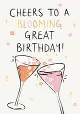 Drinks Birthday Card - Floral Pun - Blooming Great Birthday - Cute Cheers Card created by Lauren Barclay