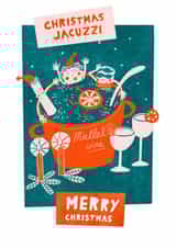 Funny and quirky Christmas Card for family and friends - Christmas Jacuzzi! created by Sima in Stripes
