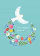 Pretty Sympathy card with flying bird and floral trail created by Klara Hawkins