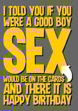 Rude Birthday Card for Husband / boyfriend - sex based joke created by Blind Faith