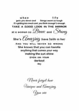 Unique Friend Support Poem Card to remind someone just how amazing she is created by Unique Word Designs