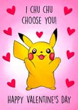 I chu chu chose you! Cute Pikachu Valentines Card created by Poppy & Mabel