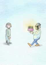 Funny, Cheeky Birthday Card For Woman, Cake Candles Are Fire Hazard, Watercolour created by June Malone