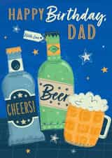 Traditional Dad Birthday Card - Beer - Cheers! created by Dalia Clark Design