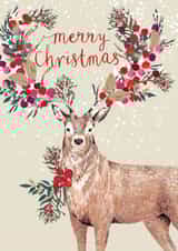 Christmas Card - Christmas Stag Reindeer - Merry Christmas created by Louise Tiler