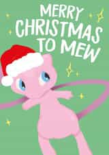 Cute Pop Culture Pokemon Mew card for Gamers - Merry Christmas to Mew created by Wild Card