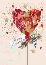 Cute Christmas Card - Heart Balloon - Fiance Merry Christmas created by Louise Tiler