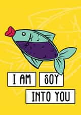 Cute foodie valentine's card - I am soy into you created by Bagels Before Boys