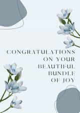 New Baby Best Wishes Card - Elegant - Simple - Flowers - Baby Blue created by Party Planning Committee