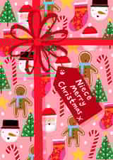 Cute And Colourful Wrapped Christmas Present Card For A Lovely Niece created by Nicola Watson