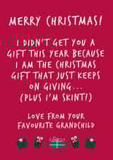 Funny Christmas Card For Grandparents - I'm Skint! created by Fifi Designs