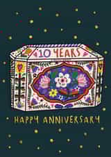 BEAUTIFUL 10 YEAR ANNIVERSARY MEMORY TIN CARD. FOR THEM created by NICHOLA COWDERY ILLUSTRATIONS