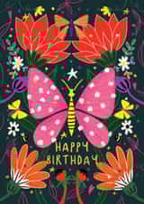 Pretty Birthday Card - Butterflies - Flowers created by NICHOLA COWDERY ILLUSTRATIONS 