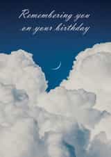 A classic heavenly birthday card - White clouds - Remembering you. created by Carly Wootton