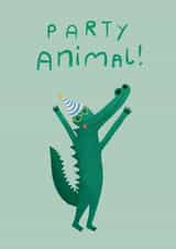 Cute Birthday Card for Kids - Happy Crocodile - Party Animal! created by Claire Prendergast